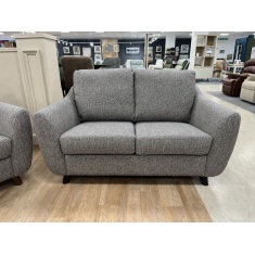 G Plan Vintage 2 Seater Sofa in Basketweave Heather Fabric with Walnut Show Wood G Plan Vintage 2 Seater Sofa in Basketweave Heather Fabric with Walnut Show Wood