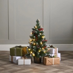 Festive Potted Pre-lit Warm White LED Mini Christmas Tree 60cm Festive Potted Pre-lit Warm White LED Mini Christmas Tree 60cm