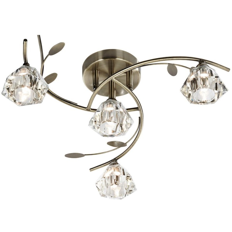 Searchlight Sierra Antique Brass Semi Flush Ceiling Light