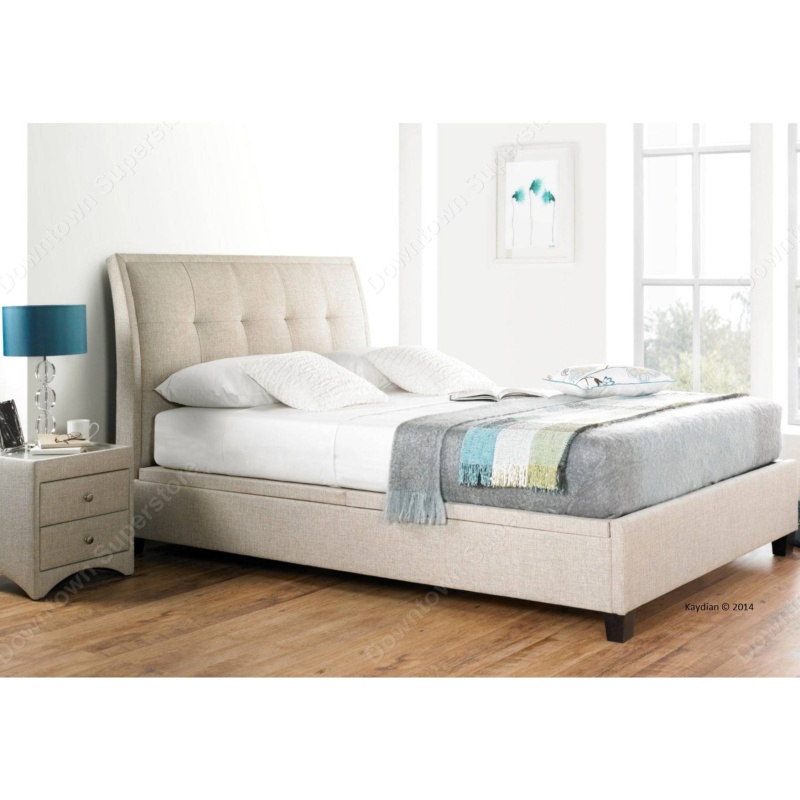 Kaydian Accent Ottoman Storage Bed - Double - Oatmeal Fabric In GreyBeige