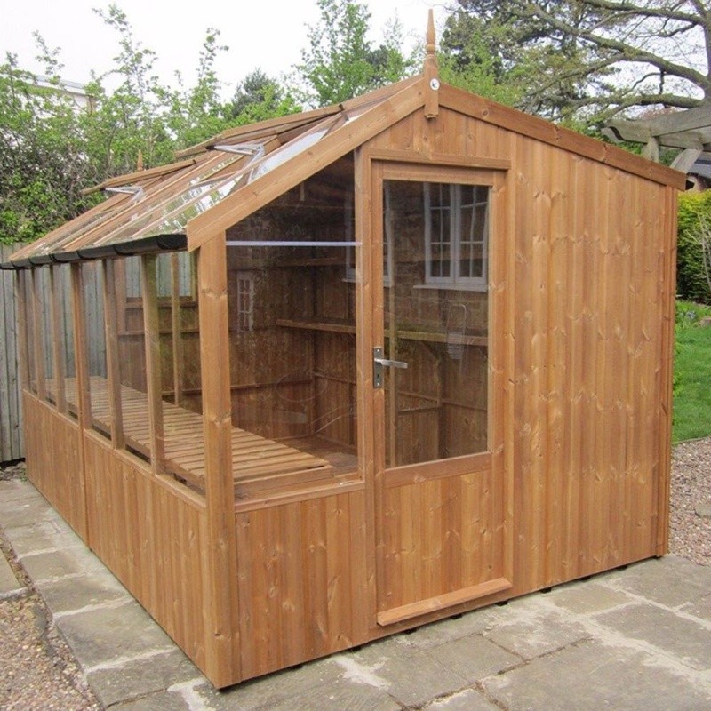 Swallow Rook 8ft 9 Wide Wooden Potting Shed - 2660 x 6360mm 8ft 9 x 20ft x10 - Oiled