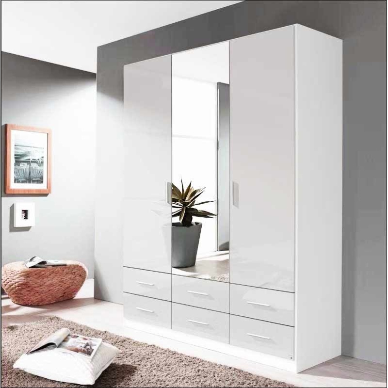 Stuttgart Soft Grey/Alpine White 210cm Height 3 Door Combination Wardrobe