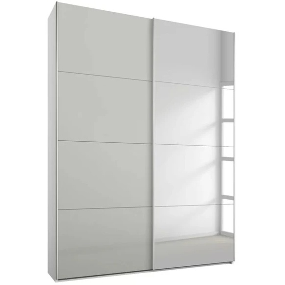 Rauch Stuttgart Soft Grey/Alpine White 136cm Wide Sliding Door Wardrobe