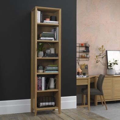 Brampton Oak Narrow Bookcase