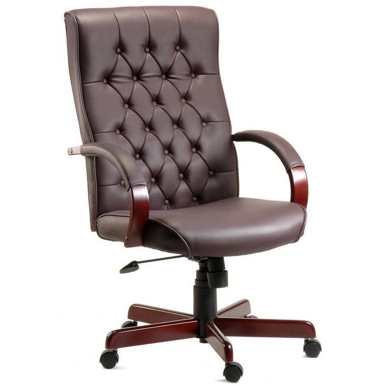 Warwick Antique Style Bonded Leather Faced Executive Office Chair Burgundy - B8501BU