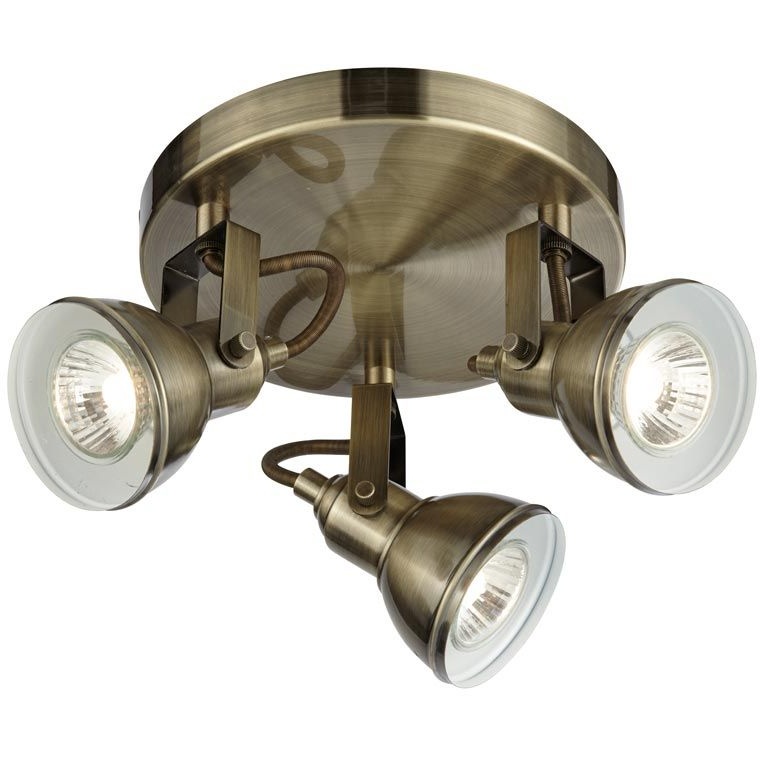 Searchlight Antique Brass 3 Light Spotlight Disc