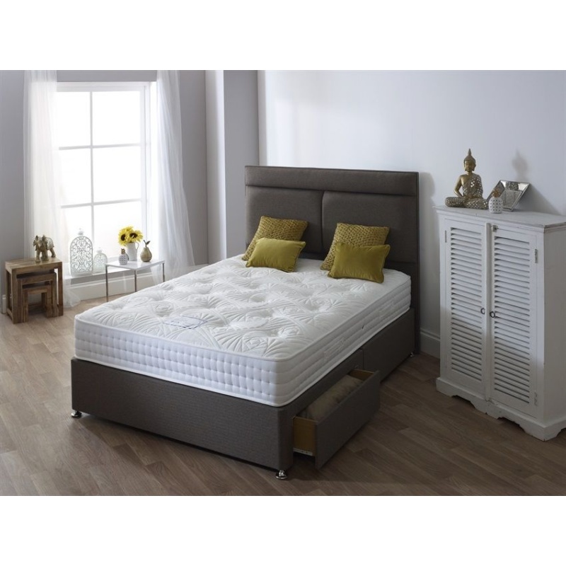 Highgrove Dalton Ergosense 1000 Mattress and Platform Top Divan Set - 90cm Single - No Storage In BrownCreamGreyYel