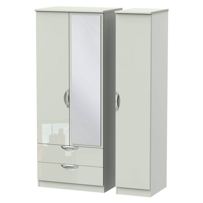 Cambourne Cam132 Triple 2 Drawer Wardrobe With Mirror Door - Finish In White