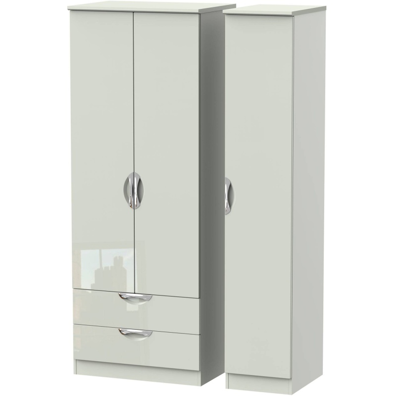 Cambourne Cam141 Tall Triple 2 Drawer Wardrobe with Kashmir Gloss Fronts and Kashmir Surround