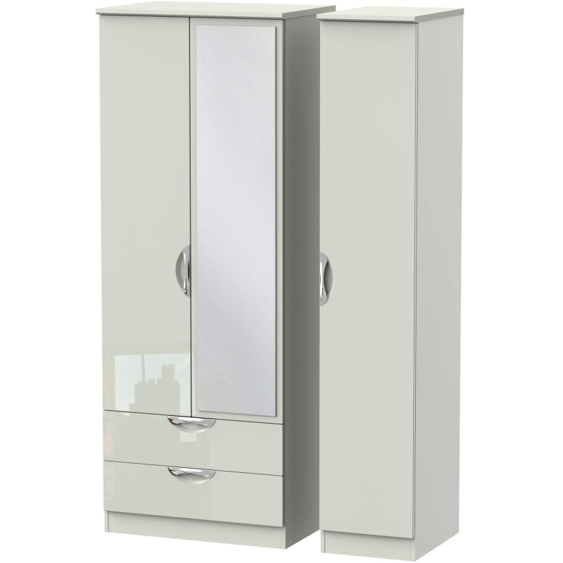 Cambourne Cam142 Tall Triple 2 Drawer Wardrobe With Mirror Door - Finish In White