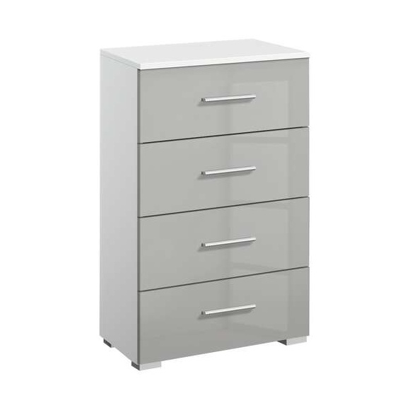 Stuttgart Soft Grey/Alpine White Narrow 4 Drawer Chest