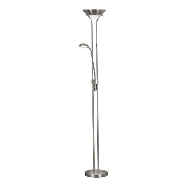 Searchlight Mother And Child Led Floor Lamp - Satin Silver