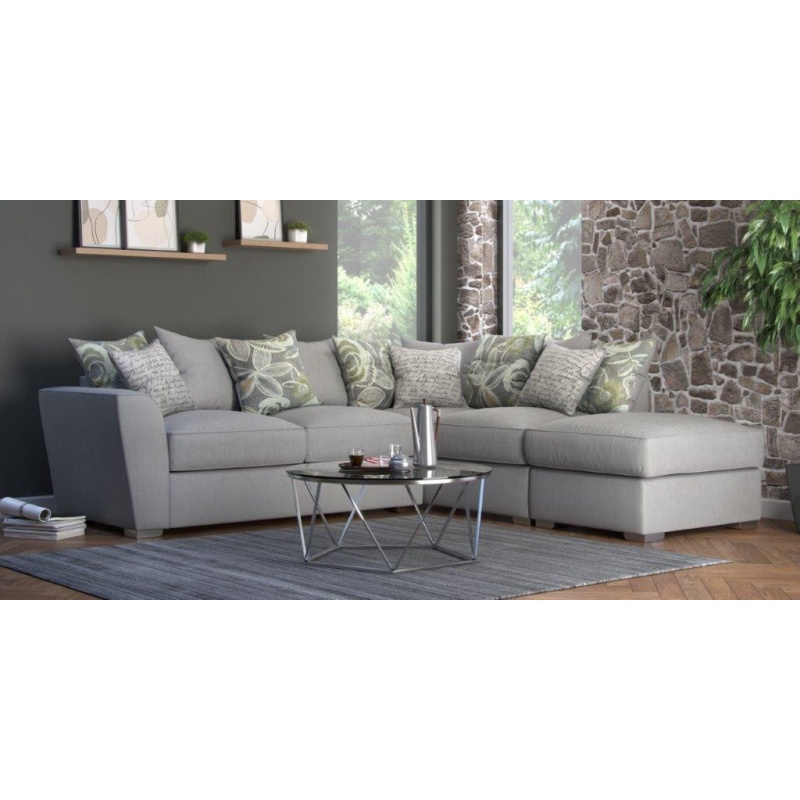 Franklin 4 Seater Pillow Back Corner Sofa with Footstool - Fabric Grade B - Left Hand Facing LH2/RFC/FST