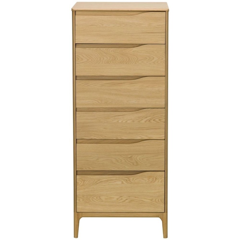 Ercol Rimini Oak 6 Drawer Tall Chest - Front View