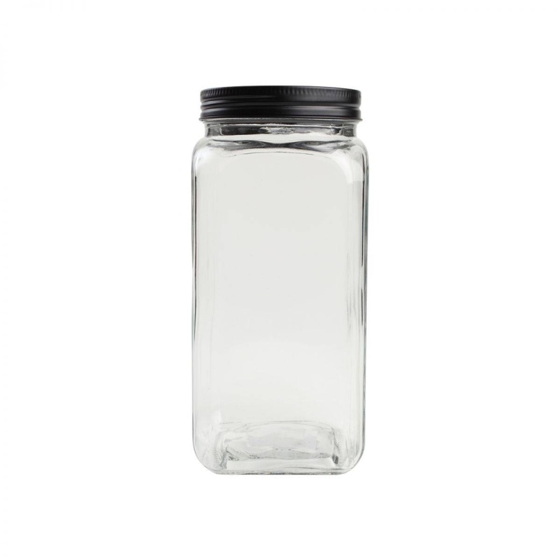 TG Large Square Glass Jar 1660ml In Clear