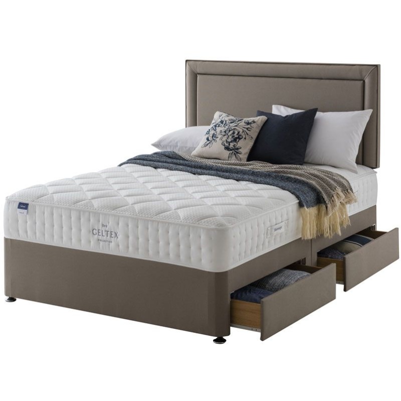 Silentnight Capri Geltex Mattress and Divan Set - 135cm Double - Half Ottoman 2 Drawers