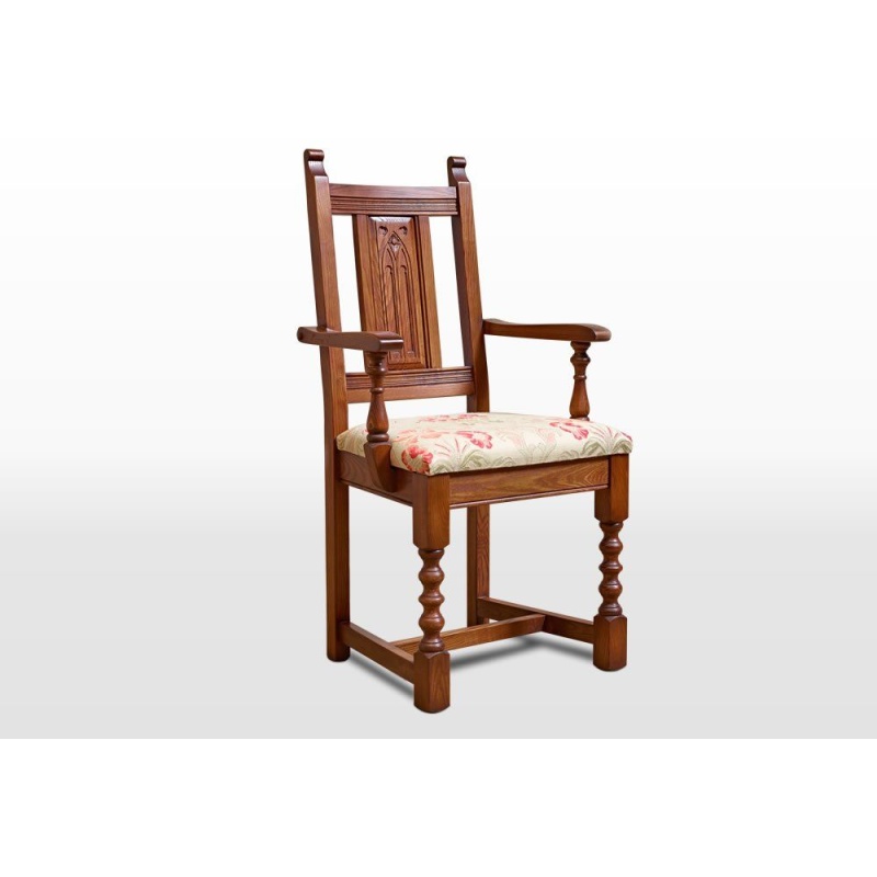 Wood Bros Old Charm Leather Carver Chair OC2287 - Classic Finish - Grade T