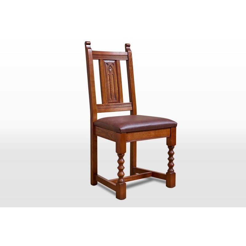 Wood Bros Old Charm Leather Dining Chair OC2286 - Classic Finish - Grade T