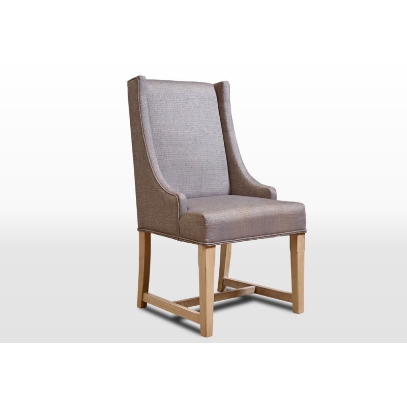 Wood Bros Old Charm Upholstered Dining Chair - Moon/Harris Tweed Fabric OC3063 - Classic Finish