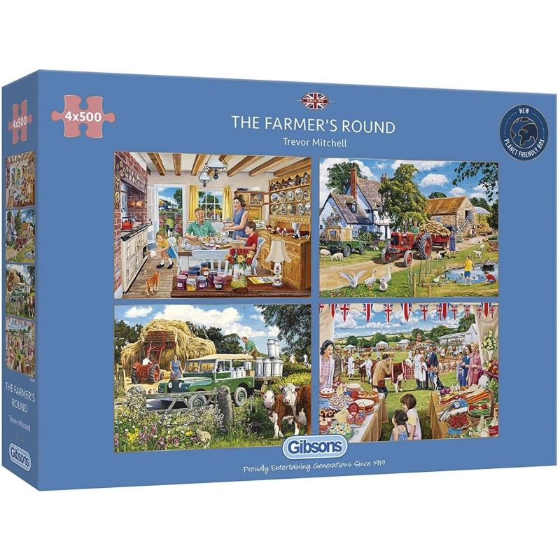 Gibsons The Farmer's Round Jigsaw Puzzle (4 x 500 Pieces)