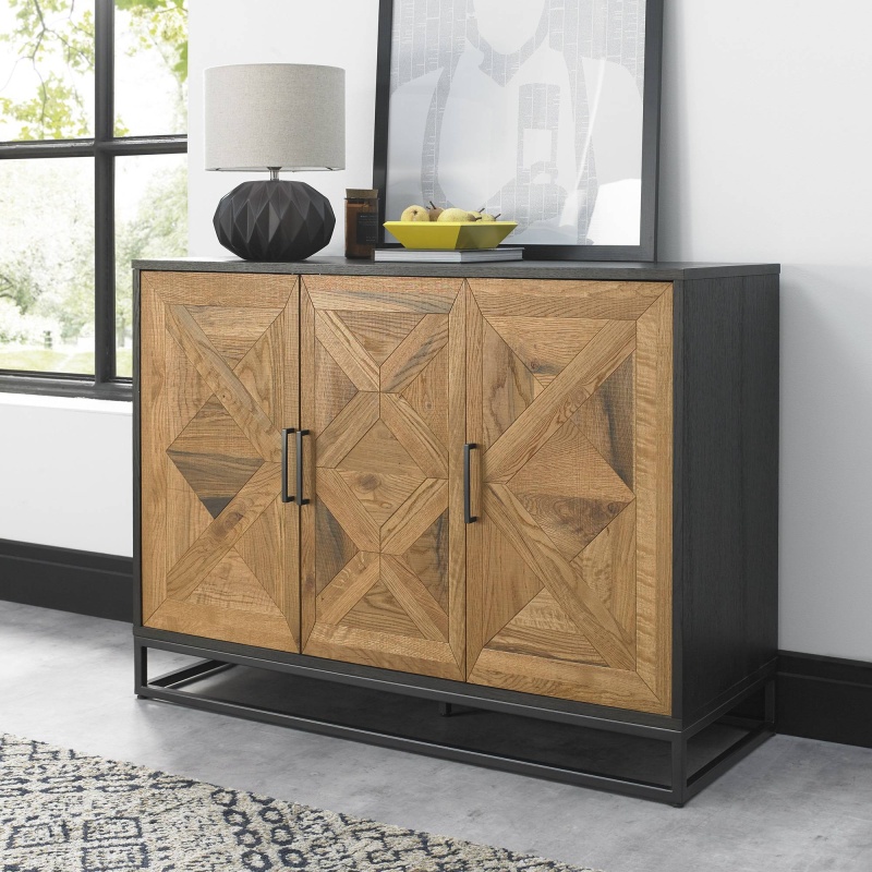 Vancouver Rustic Oak and Peppercorn Narrow Sideboard