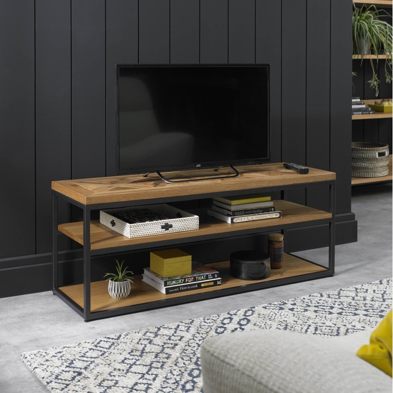 Vancouver Rustic Oak Open Entertainment Unit