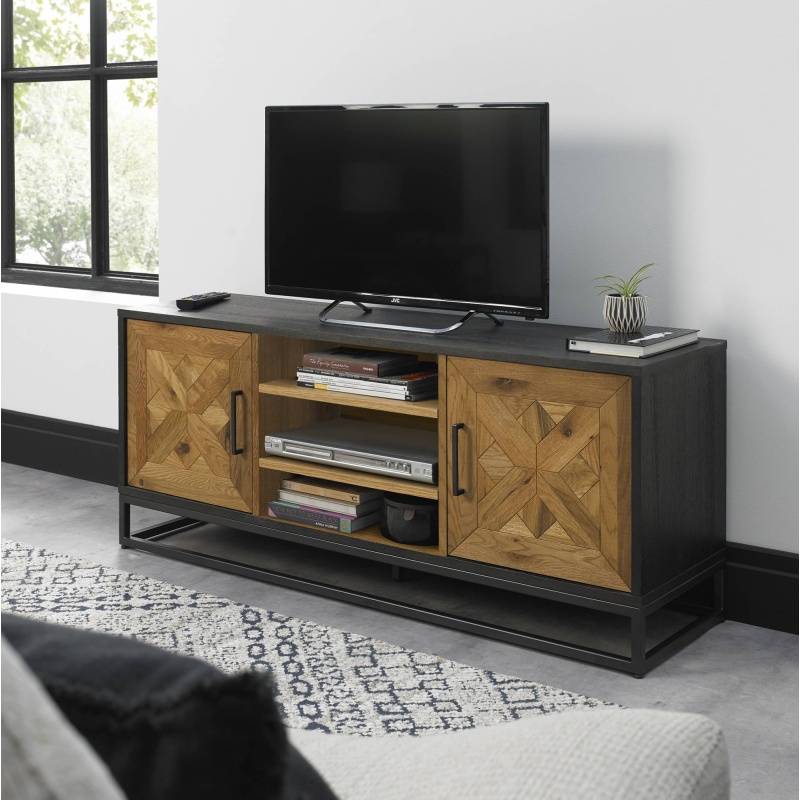 Vancouver Rustic Oak and Peppercorn Entertainment Unit