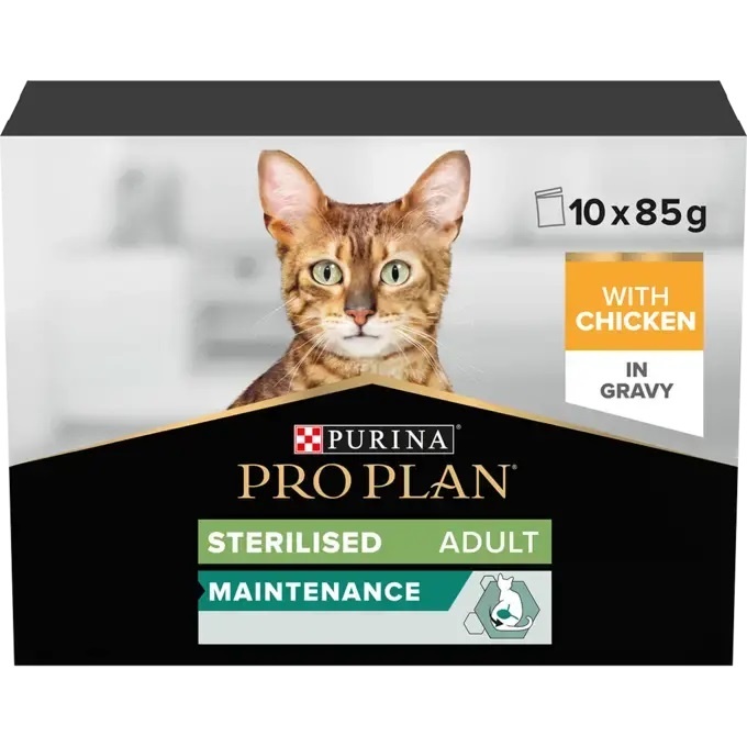 Purina Pro Plan Sterilised Maintenance with Chicken in Gravy Wet Cat Food - 10 x 85g