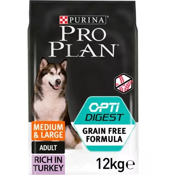 Pro Plan Adult Medium and Large Sensitive Digestion Turkey Grain Free Dog Food - 12kg