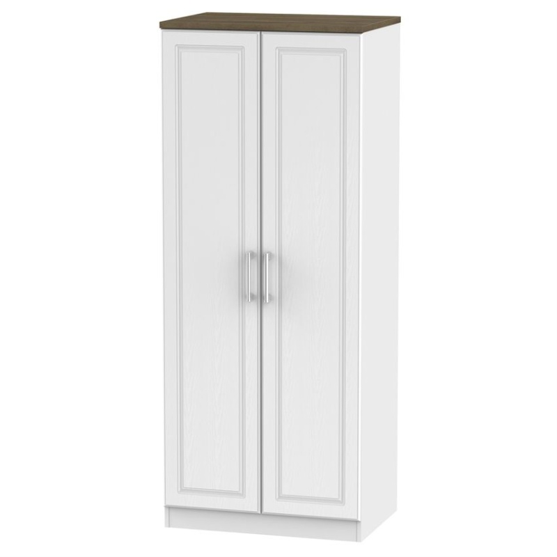 Kent 2 Door Wardrobe - White Ash and Oak