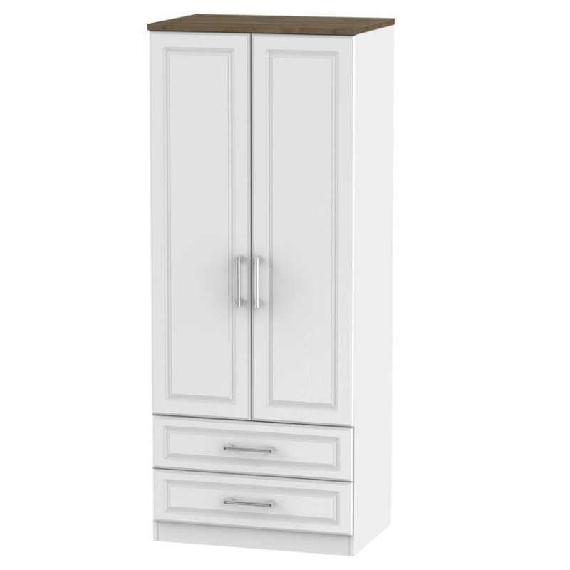 Kent 2 Door 2 Drawer Wardrobe - White Ash and Oak