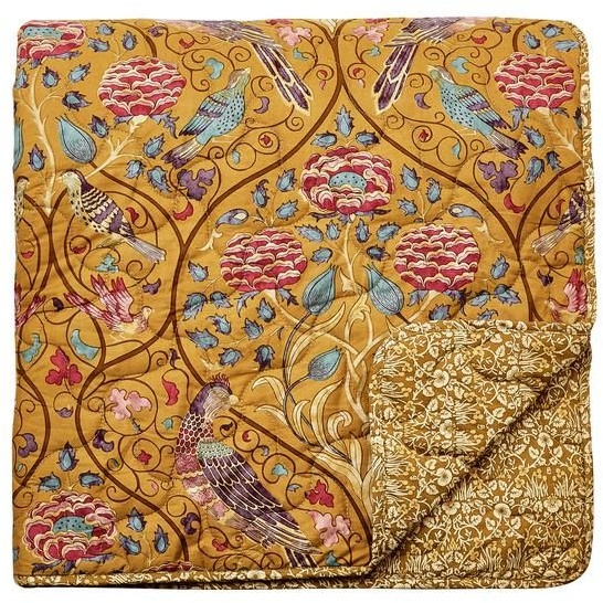 Morris and Co Seasons By May Quilted Throw - Saffron In Yellow