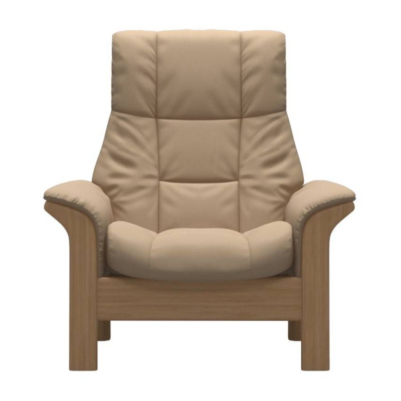 Stressless Quickship Windsor High Back Chair - Paloma Beige/Oak