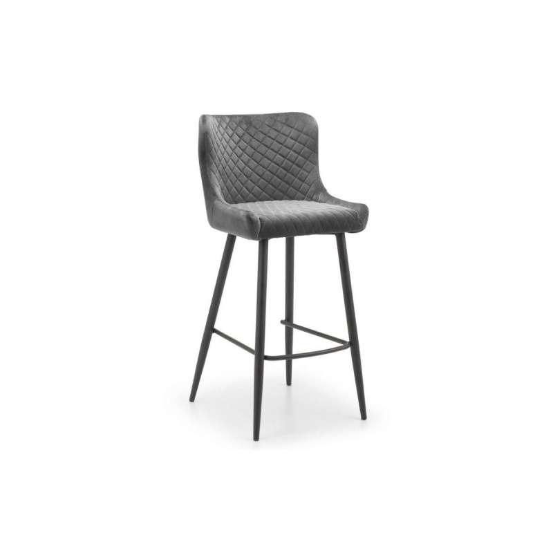 Julian Bowen Luxe Velvet Bar Stool - Grey LUX201