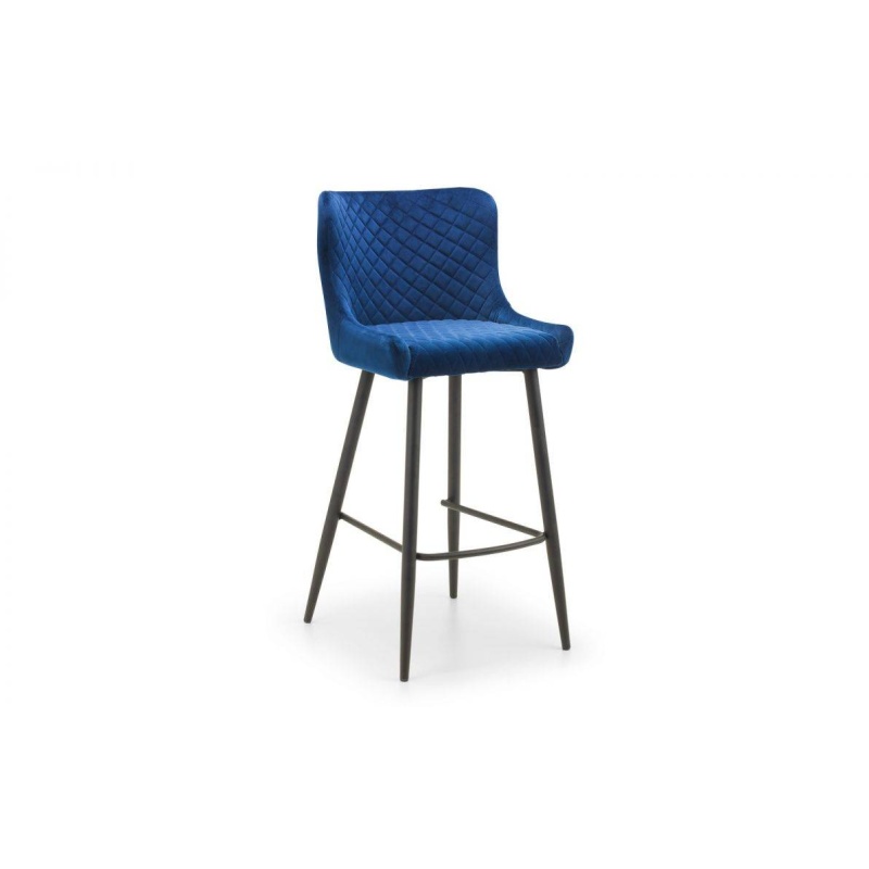 Julian Bowen Luxe Velvet Bar Stool - Blue LUX202