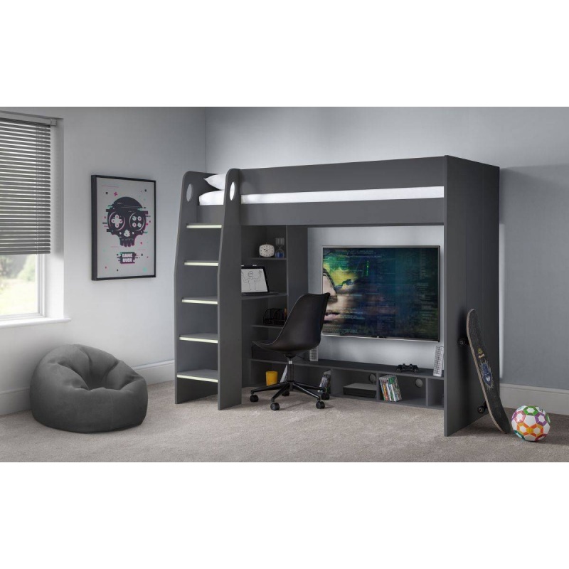 Julian Bowen Nebula Gaming Bed With Desk Anthracite NEB001