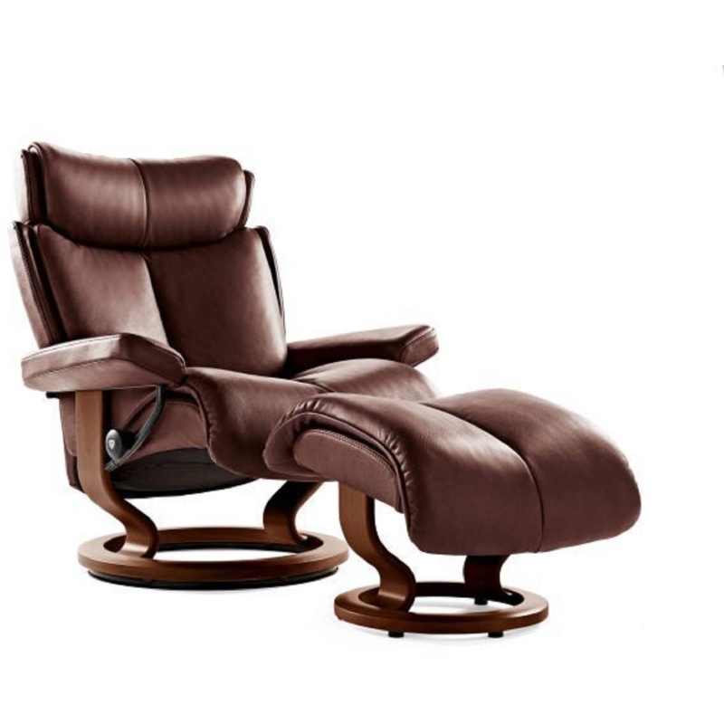 Stressless Magic Chair and Footstool - Medium - Leather - Cori