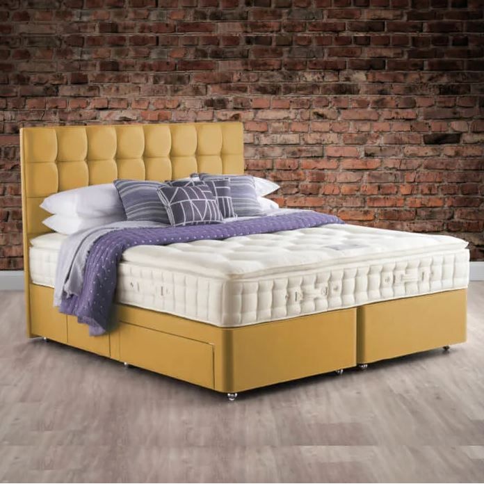 Hypnos Alvescot Pillow Top Mattress and Divan Set - 135cm Double - 2 Drawers - Platform Top In YellowRedPinkOran