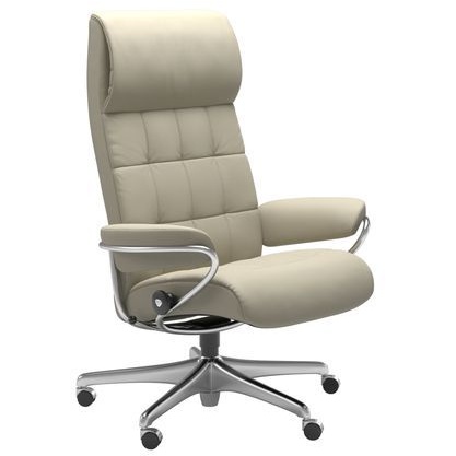 Stressless London High Back Office Chair - Steel Base - Leather - Cori