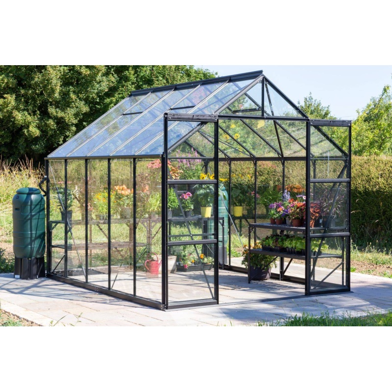 Vitavia Phoenix Greenhouse With Integrated Base - Powder Coated Black - 8 x 10 - Model 8300 - 6mm Polycarbonate