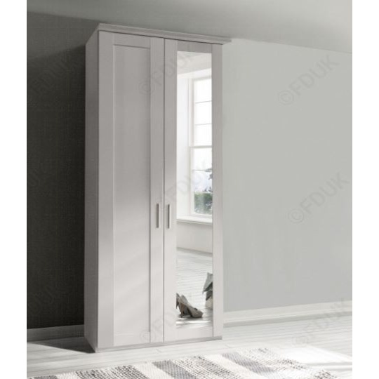 Wiemann Cambridge 2 Door 1 Mirror Right Wardrobe - Finish In White