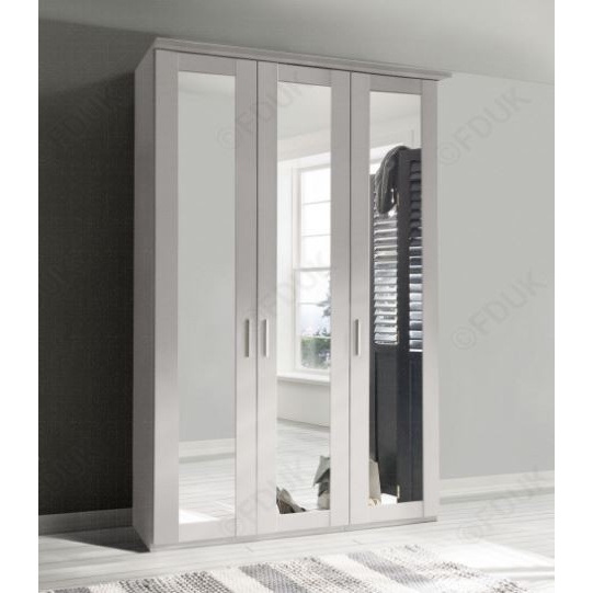 Wiemann Cambridge 3 Door 1 Mirrored Door Wardrobe - Finish In Grey