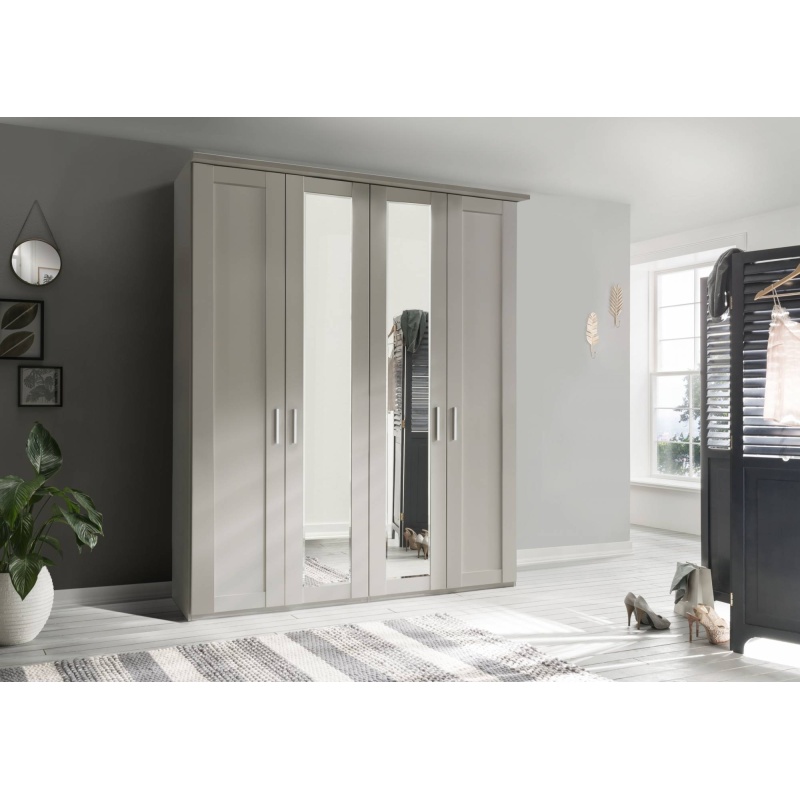 Wiemann Cambridge 4 Door 2 Mirrored Door Wardrobe - Finish In White