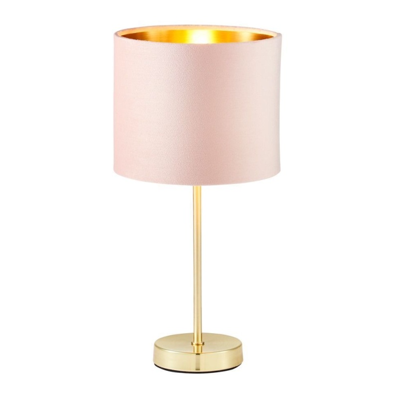 BHS Velvet Table Lamp Pink & Brass