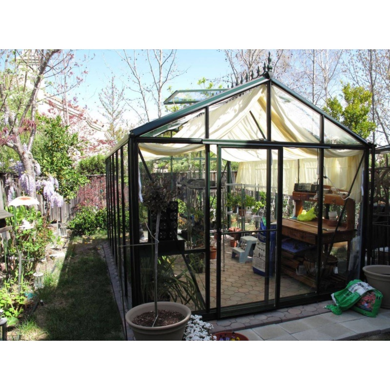 Janssens Helios Senior Victorian 180/25 Tempered Glass Greenhouse - 8ft x 15ft - Black