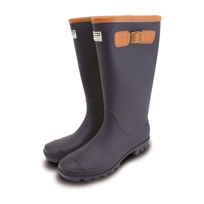 Town And Country PVC Fleece Lined Burford Wellington Boots - Navy - 11