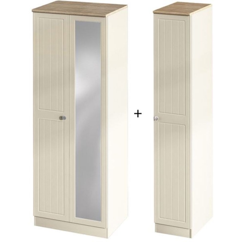 Epworth Tall Triple Mirror Robe - Finish In Creams and Beiges