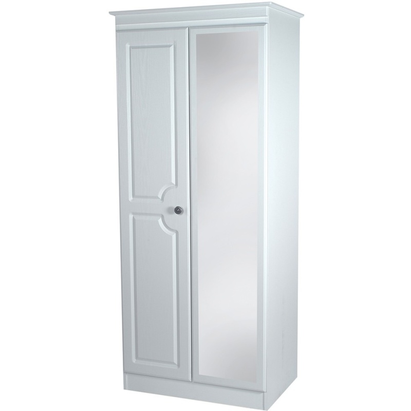 Nocton 182cm Tall 74cm Wide Mirror Wardrobe - White Gloss