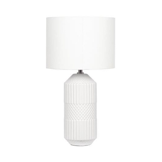 Geometric Textured Ceramic White Shade Tall Table Lamp