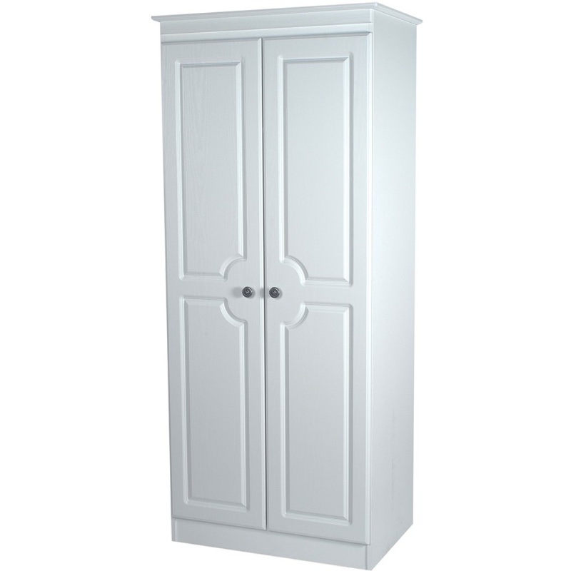 Nocton Plain 182cm Tall 74cm Wide 2 Door Wardrobe - White Gloss